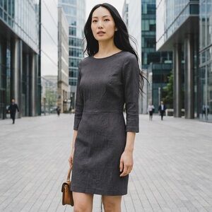Theory Charcoal Long Sleeve Dress